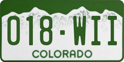 CO license plate 018WII