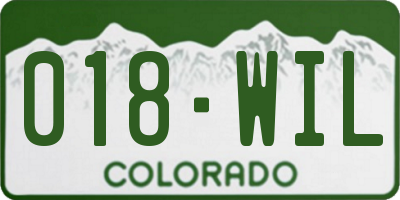 CO license plate 018WIL