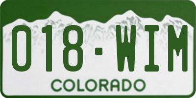 CO license plate 018WIM
