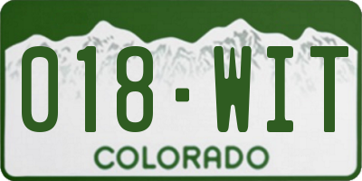 CO license plate 018WIT