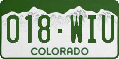 CO license plate 018WIU