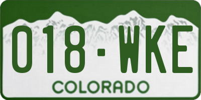 CO license plate 018WKE