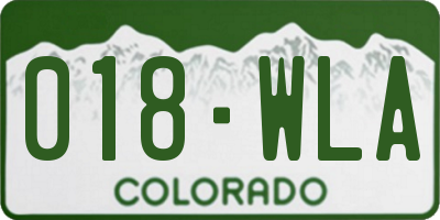CO license plate 018WLA