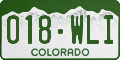 CO license plate 018WLI