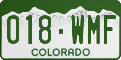 CO license plate 018WMF