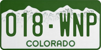 CO license plate 018WNP