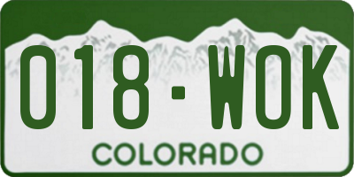 CO license plate 018WOK