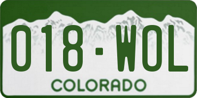 CO license plate 018WOL