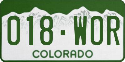 CO license plate 018WOR