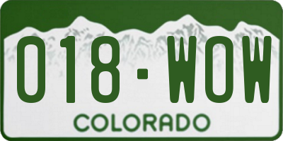 CO license plate 018WOW