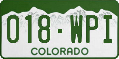 CO license plate 018WPI