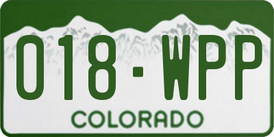 CO license plate 018WPP