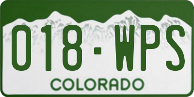 CO license plate 018WPS