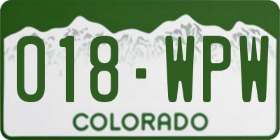 CO license plate 018WPW