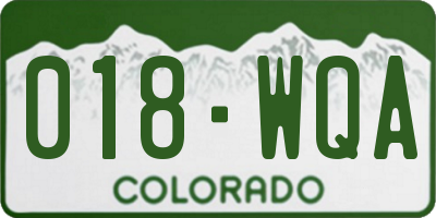 CO license plate 018WQA