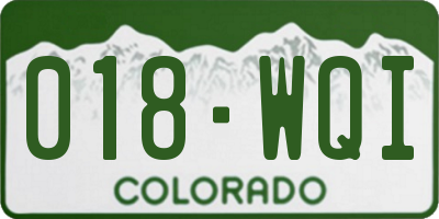 CO license plate 018WQI