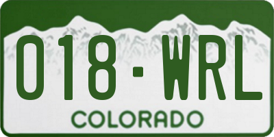 CO license plate 018WRL