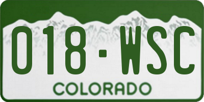 CO license plate 018WSC