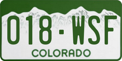 CO license plate 018WSF
