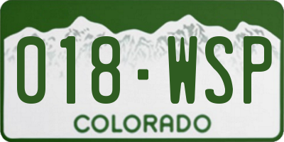 CO license plate 018WSP