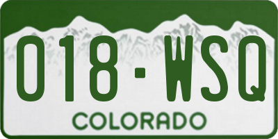 CO license plate 018WSQ