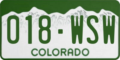 CO license plate 018WSW