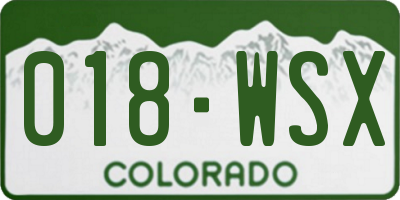 CO license plate 018WSX