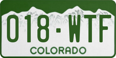 CO license plate 018WTF