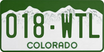 CO license plate 018WTL