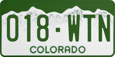CO license plate 018WTN