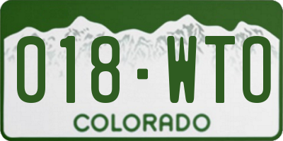 CO license plate 018WTO