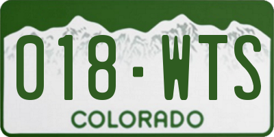 CO license plate 018WTS