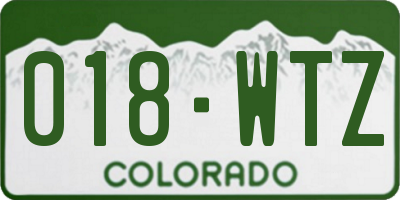 CO license plate 018WTZ