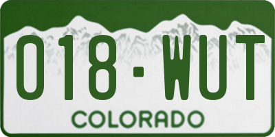 CO license plate 018WUT