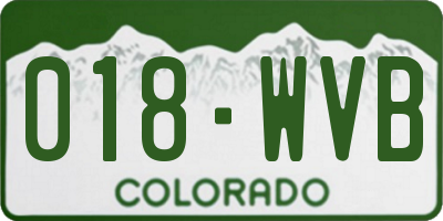 CO license plate 018WVB