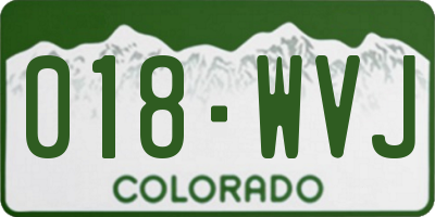 CO license plate 018WVJ