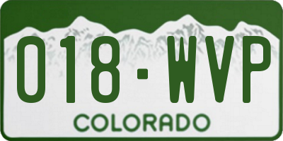 CO license plate 018WVP