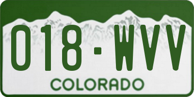 CO license plate 018WVV