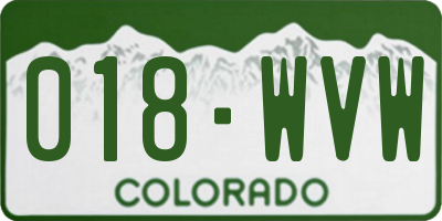 CO license plate 018WVW