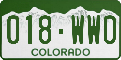 CO license plate 018WWO