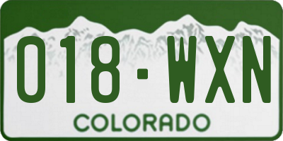 CO license plate 018WXN