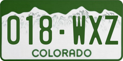 CO license plate 018WXZ