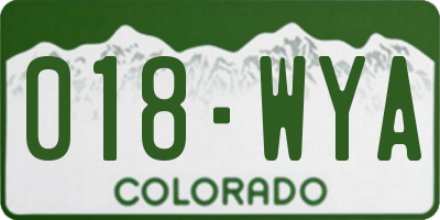 CO license plate 018WYA