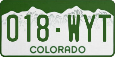 CO license plate 018WYT