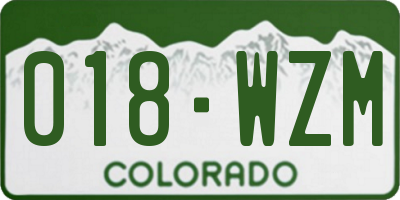 CO license plate 018WZM