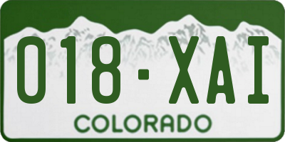 CO license plate 018XAI