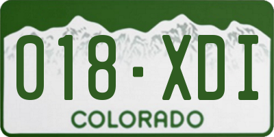 CO license plate 018XDI