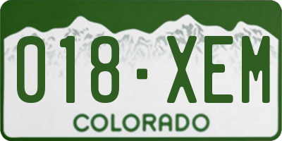 CO license plate 018XEM