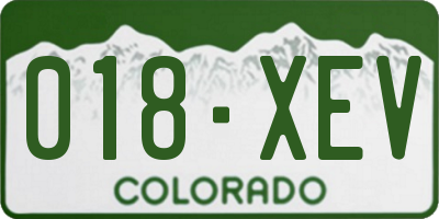 CO license plate 018XEV