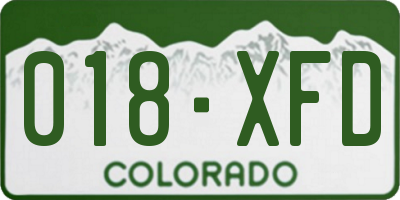 CO license plate 018XFD